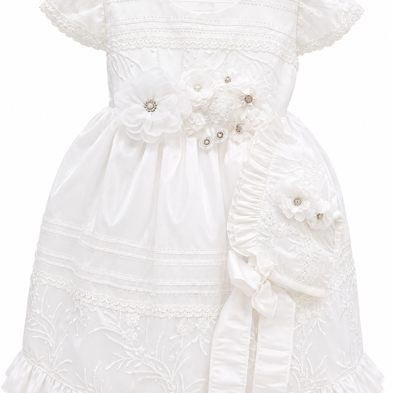 Batita de bautizo Edith blanca para niña