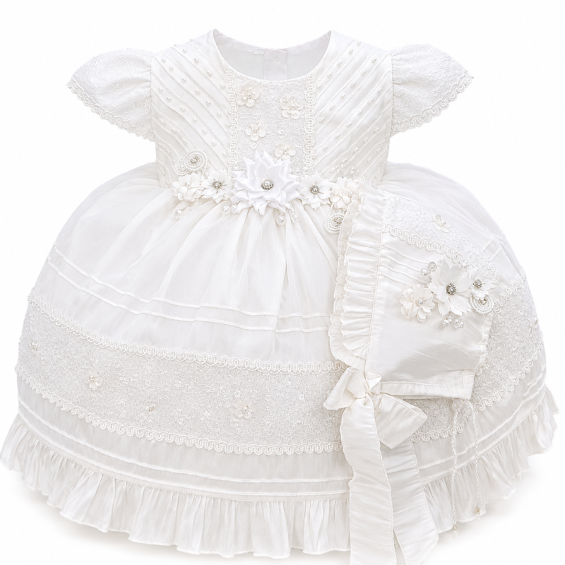 Batita de bautizo Miriam blanca para niña