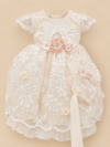 Ropón de bautizo Aitana beige para niña – vestido corto