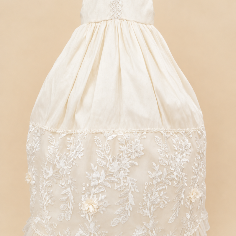Ropón de bautizo Aitana beige para niña – ropón largo