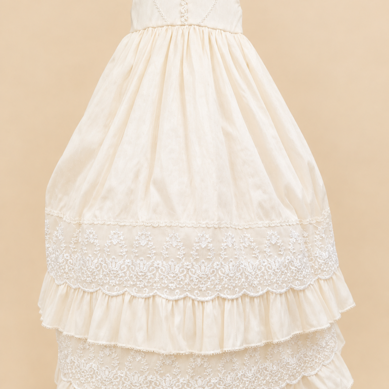 Ropón de bautizo Ana Laura beige para niña – ropón largo