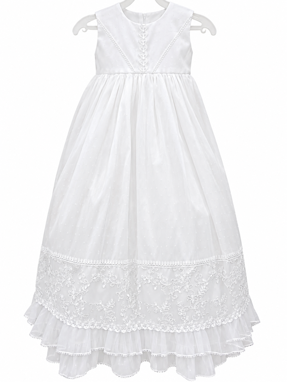 Ropón de bautizo Laila blanco para niña – ropón largo