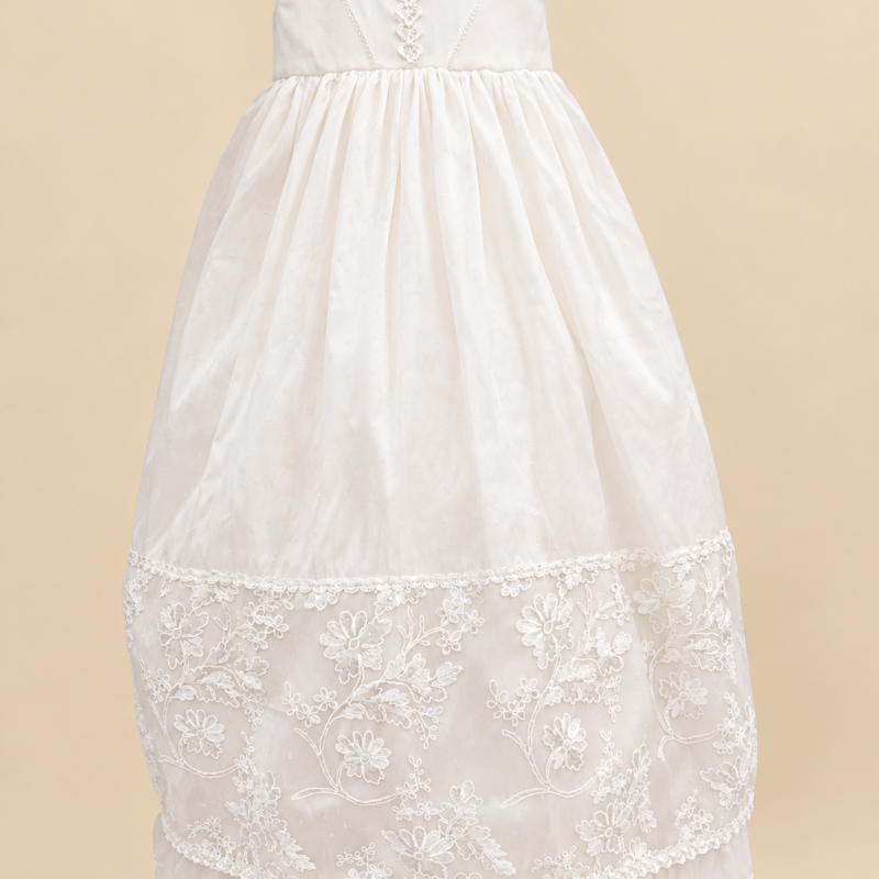 Ropón de bautizo Laila beige para niña – ropón largo