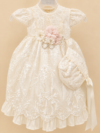 Ropón de bautizo Roberta beige para niña – vestido corto