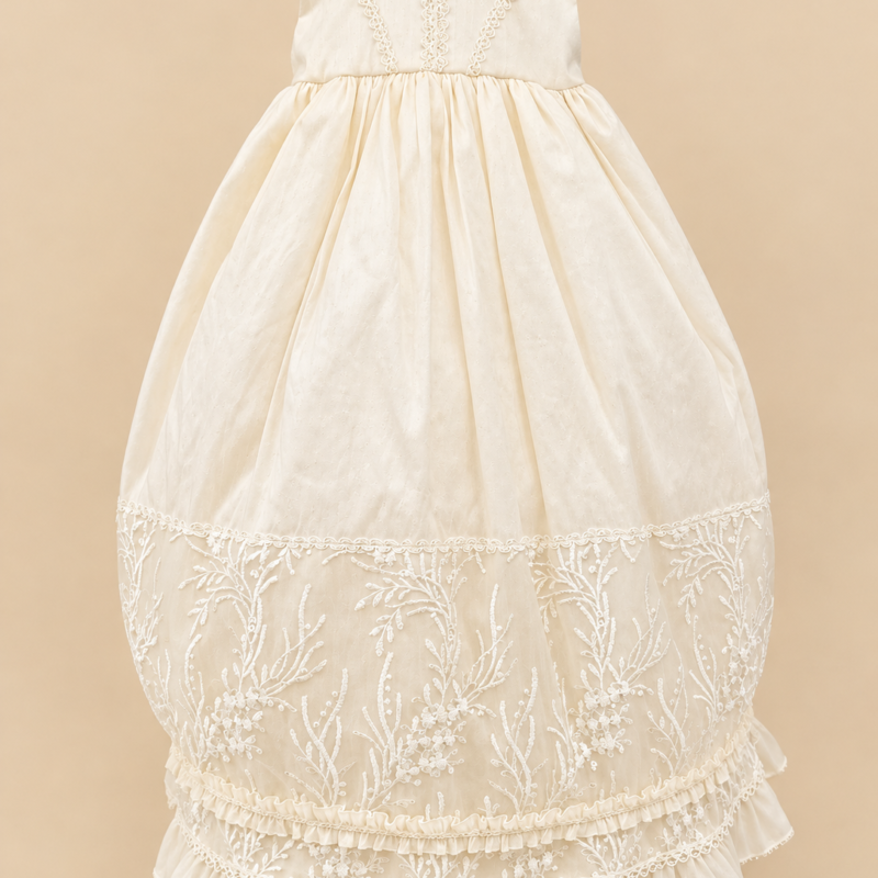 Ropón de bautizo Roberta beige para niña – ropón largo