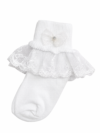 Tobillera blanca con encaje del paquete de bautizo Nicole