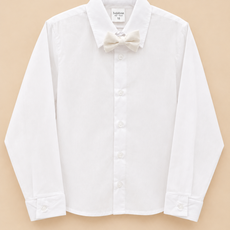 Camisa blanca del traje de lino beige Monin
