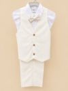 Chaleco de lino beige del traje Monin para niño