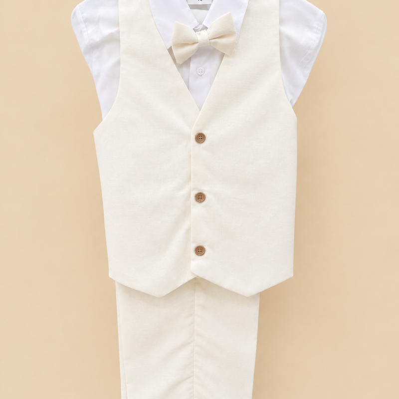 Chaleco de lino beige del traje Monin para niño