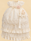 Ropón de bautizo Ana Laura beige para niña – desmontable con gorrito