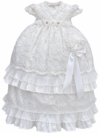 Ropón de bautizo Laila blanco para niña – desmontable con gorrito
