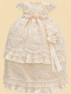 Ropón de bautizo Laila beige para niña – desmontable con gorrito